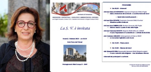 Puglia, seminario formativo del personale della scuola