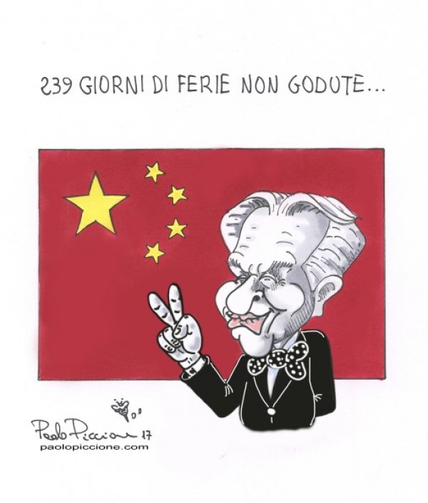 Sanremo 2017: l’impiegato modello… cinese!  Le vignette di Paolo Piccione