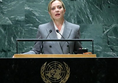 La premier Giorgia Meloni all&#039;Onu nel 2023