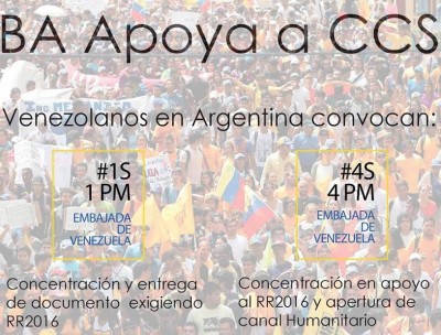 Venezolanos en Argentina concentracion el 1 de septiembre en fronte Embajada de Venezuela
