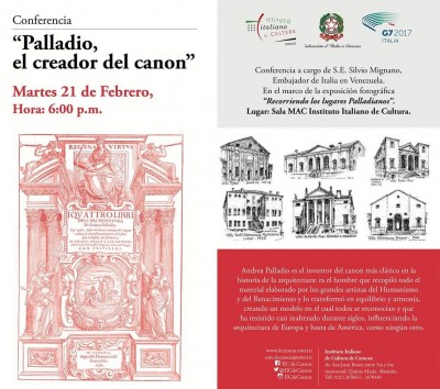 Conferencia Palladio, el creador del canon a cargo de S.E. Silvio Mignano Embajador de Italia