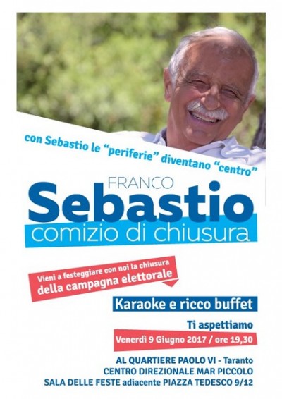 Taranto – Franco Sebastio chiude in periferia la campagna elettorale