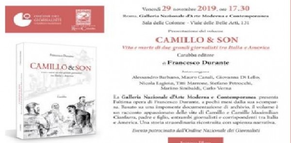 Volume postumo di Francesco Durante  Camillo &amp; Son. Vita e morte di due grandi giornalisti tra Italia e America