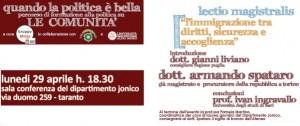 Armando Spataro a Taranto per una lectio magistralis su “L’immigrazione tra diritti, sicurezza e accoglienza”