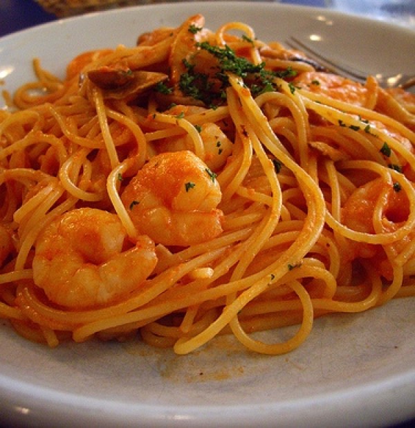 Spaghetti con i gamberi sgusciati