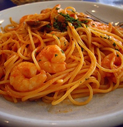 Spaghetti con i gamberi sgusciati