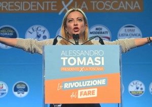Giorgia Meloni a Firenze per il comizio di chiusura della campagna elettorale a sostegno di Tomasi