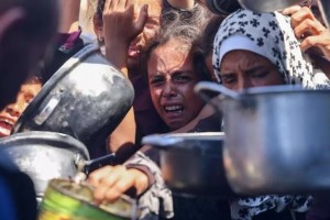 Desesperaci&oacute;n por comida en Gaza.