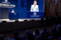 Giorgia Meloni interviene all'assemblea generale di Confindustria 2026 a Roma 