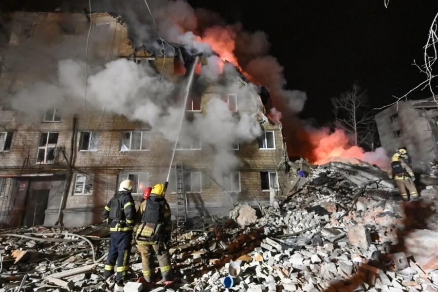  Il condominio colpito a Kharkiv