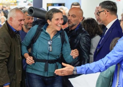 Annalisa Corrado al rientro a Fiumicino