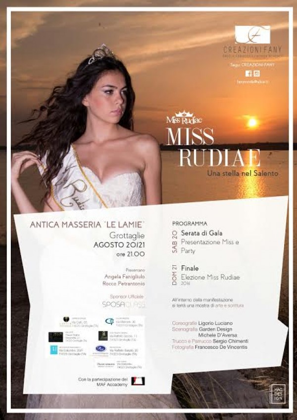 Al via la 13esima edizione di &ldquo;Miss Rudiae &ndash; Una stella nel Salento&rdquo;