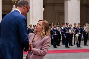 La Presidente del Consiglio riceve il Cancelliere della Repubblica Federale di Germania. Nella foto Giorgia Meloni e Friedrich Merz