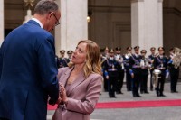 La Presidente del Consiglio riceve il Cancelliere della Repubblica Federale di Germania. Nella foto Giorgia Meloni e Friedrich Merz