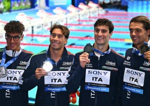 Carlos D&#039;Ambrosio, Thomas Ceccon, Lorenzo Zazzeri e Manuel Frigo medaglia d&#039;argento