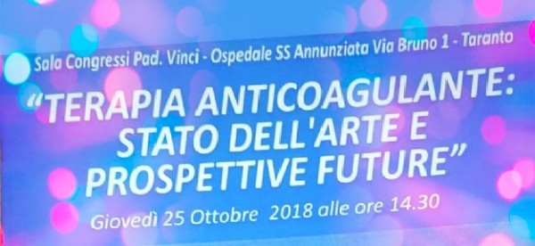 Taranto - AiPA - Pazienti anticoagulati a convegno medico: innovazioni, bisogni e stato dell'arte della sanit&agrave;