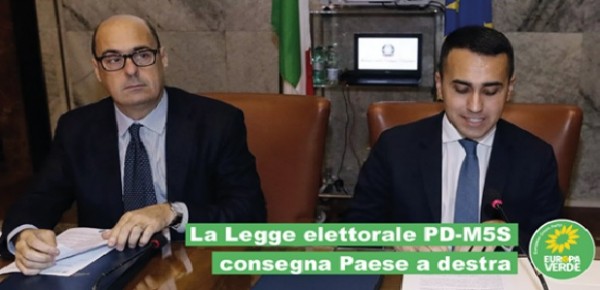 Legge elettorale - Intesa M5s PD sul proporzionale con sbarramento, Verdi: "si consegna il Paese alle destre"