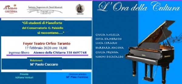 Musica e cultura nel Foyer - l'Ateneo della chitarra ci sta con giovani pianisti