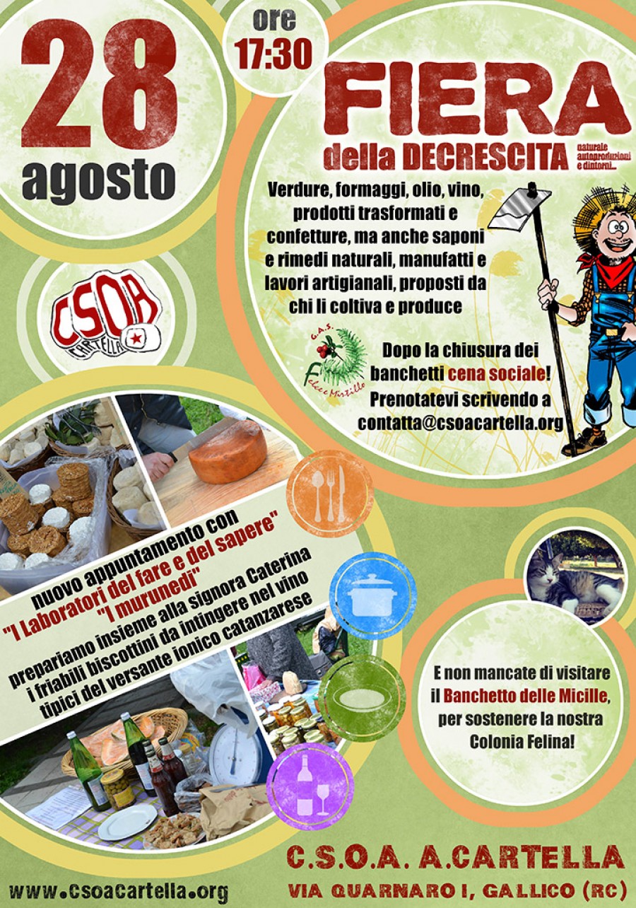 Reggio Calabria – Al Csoa Cartella torna la Fiera della Decrescita