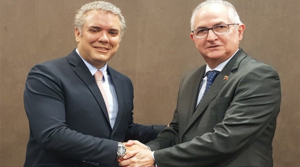El presidente de Colombia Iv&aacute;n Duque y Antonio Ledezma en Bogot&agrave;