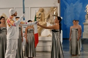 museo archeologico dell'Antica Olimpia in Grecia il lungo viaggio della torcia olimpica dei Giochi olimpici invernali di Milano Cortina 2026. 