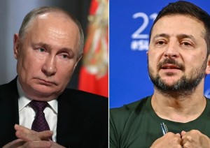  Il presidente russo Putin e quello ucraino Zelensky