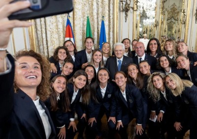 Quirinale - Il Presidente Sergio Mattarella con la Nazionale di calcio femminile partecipante ai Campionati Europei 2025