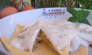 Receta Raviolis rellenos con manzana y puerros