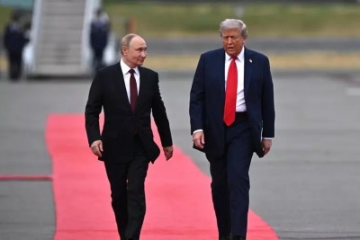 Vladimir Putin y Donald Trump ayer, 15 de agosto de 2025, en Anchorage, Alaska