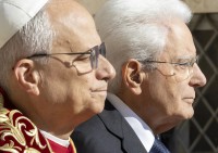 Papa Leone in visita al Quirinale, Sergio Mattarella